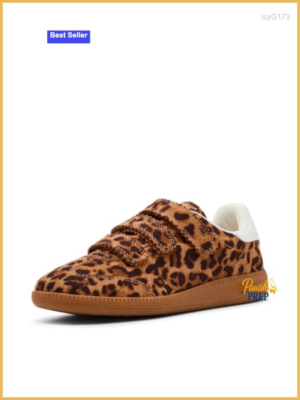 Leather Suede Fashion Sneakers with Velcro Straps